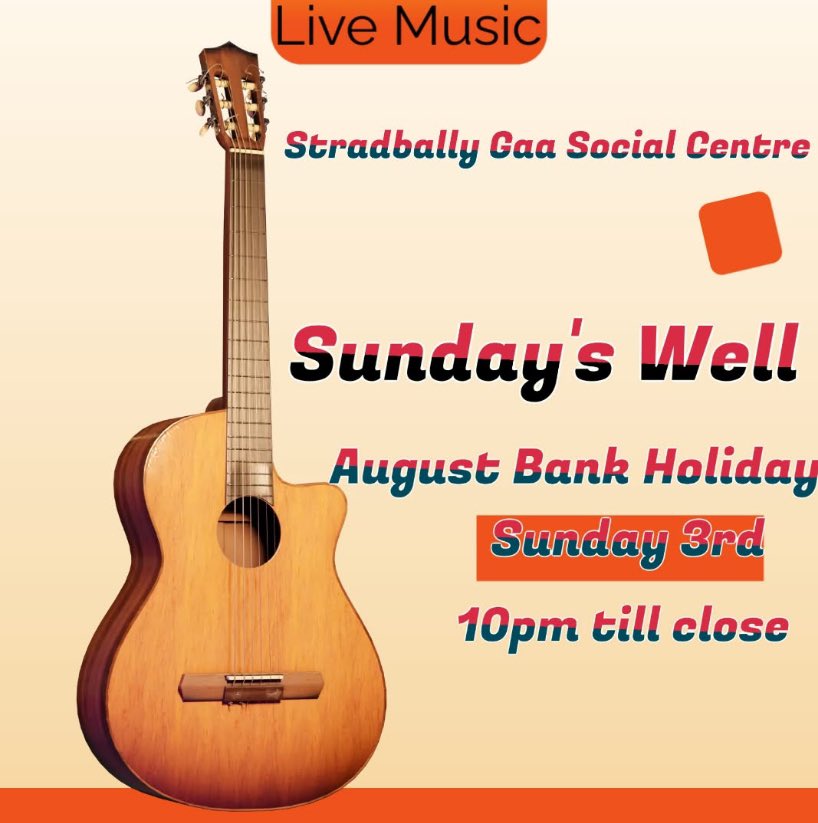 Music in the Gaa Social Centre this bank holiday Sunday by the up and coming and very popular band Sundays Well, free entry, bar open from 8:30.