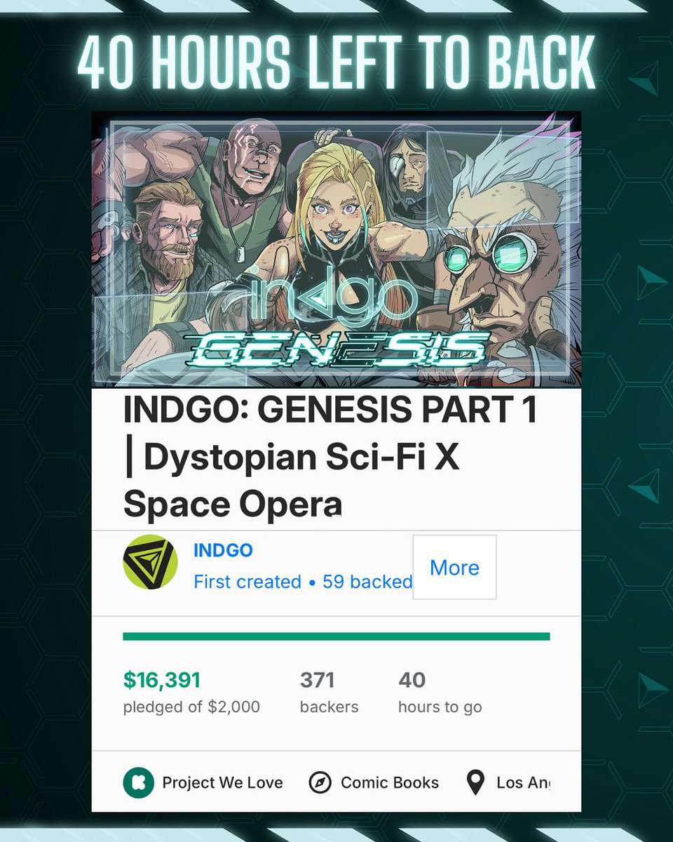 Only 40 hours left to back INDGO: GENESIS PART 1! ⏳
This is your last chance to grab exclusive covers, rewards, and be part of the momentum that’s pushing indie comics forward.
Support the crew. Fuel the story. Back the Kickstarter. 🚀

kickstarter.com/projects/indgo…