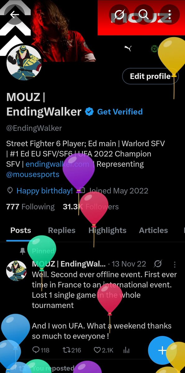 MOUZ | EndingWalker (@endingwalker) on Twitter photo ITS MY BIRTHDAY TODAY! I just turned 19.
Gonna be spending most of the day on a flight to Evo ahahh ITS MY BIRTHDAY TODAY! I just turned 19.
Gonna be spending most of the day on a flight to Evo ahahh