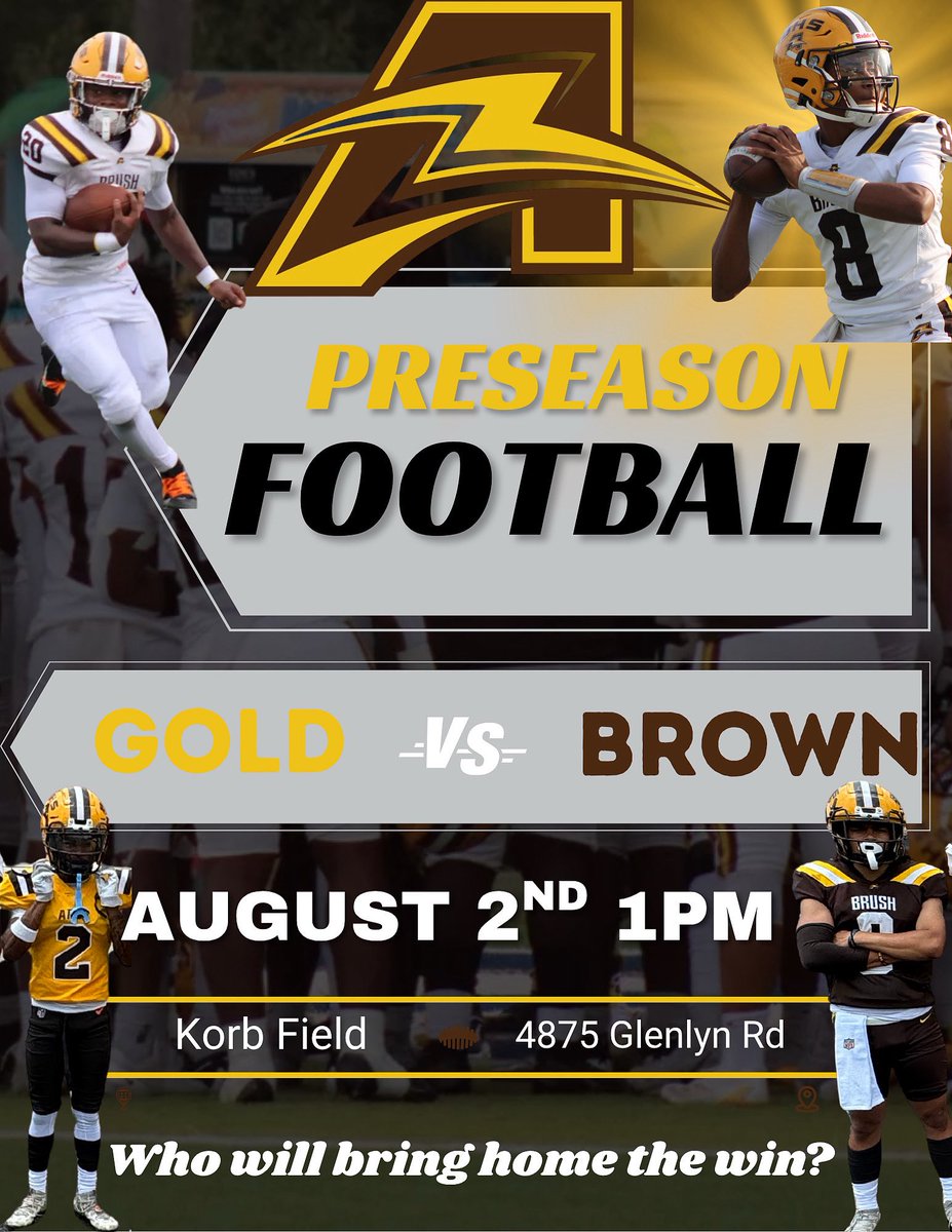 Arc nation come out and see the 2025 Brush Arcs Football Team August 2nd 2025 at 1 pm .