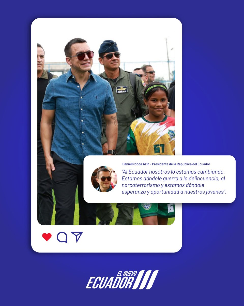 En #ElNuevoEcuador la prioridad es brindar esperanza y oportunidades a los jóvenes y tranquilidad a las familias ecuatorianas. 🇪🇨