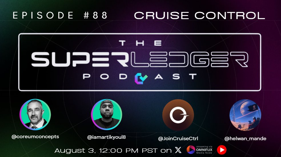 Chris🎙Coreum Concepts (@coreumconcepts) on Twitter photo The Superledger Podcast #88
Hosts: <a href="/coreumconcepts/">Chris🎙Coreum Concepts</a> <a href="/iamartikyoul8/">Artikyoul8 🇯🇲</a>
Guest: <a href="/helwan_mande/">L1</a>
Topic: <a href="/JoinCruiseCtrl/">CruiseControl</a> 🚀🚀🚀
Sponsor: <a href="/Cor3_Community/">Coreum Community DAO</a>
This Sunday 12pm PST on X, YT, <a href="/OmniFLixTV/">OmniFlix TV</a> 📺
#Coreum #Cosmos #Launchpad x.com/i/spaces/1kvJp… The Superledger Podcast #88
Hosts: <a href="/coreumconcepts/">Chris🎙Coreum Concepts</a> <a href="/iamartikyoul8/">Artikyoul8 🇯🇲</a>
Guest: <a href="/helwan_mande/">L1</a>
Topic: <a href="/JoinCruiseCtrl/">CruiseControl</a> 🚀🚀🚀
Sponsor: <a href="/Cor3_Community/">Coreum Community DAO</a>
This Sunday 12pm PST on X, YT, <a href="/OmniFLixTV/">OmniFlix TV</a> 📺
#Coreum #Cosmos #Launchpad x.com/i/spaces/1kvJp…