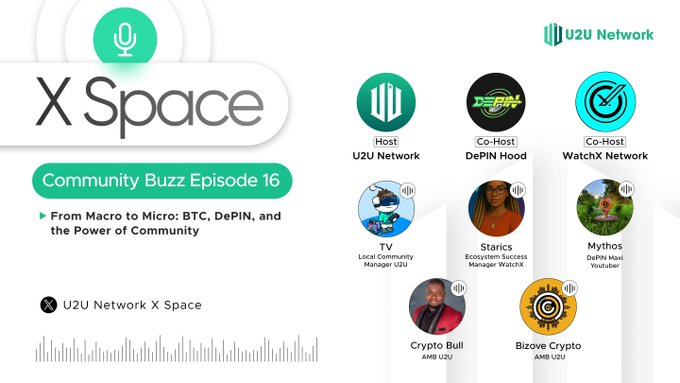 Cryptobull |🌹 (@cryptomark247) on Twitter photo 🚨 It’s happening LIVE today! 🚨
🎙️ U2U Community Buzz – Episode 16
Topic: From Macro to Micro: BTC, DePIN & the Power of Community.
🗓️ July 30 | 🕐 1PM UTC
🎧 Tune in: x.com/i/spaces/1kvJp…
Host <a href="/u2u_xyz/">U2U Network</a>, and Co-host <a href="/depin_hood/">DePIN Hood</a>, <a href="/watchxnetwork/">WatchXNetwork</a>, <a href="/mythosBTC/">mythos</a> & more!
Meet 🚨 It’s happening LIVE today! 🚨
🎙️ U2U Community Buzz – Episode 16
Topic: From Macro to Micro: BTC, DePIN & the Power of Community.
🗓️ July 30 | 🕐 1PM UTC
🎧 Tune in: x.com/i/spaces/1kvJp…
Host <a href="/u2u_xyz/">U2U Network</a>, and Co-host <a href="/depin_hood/">DePIN Hood</a>, <a href="/watchxnetwork/">WatchXNetwork</a>, <a href="/mythosBTC/">mythos</a> & more!
Meet