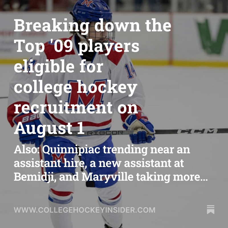 Friday marks a major milestone on the college hockey calendar. Starting Aug. 1, rising HS juniors can be recruited.

Also:
-Quinnipiac has a new assistant.
-Bemidji State has a new assistant.
-Maryville will play at least two D-I opponents.

🔗:collegehockeyinsider.com/p/breaking-dow…