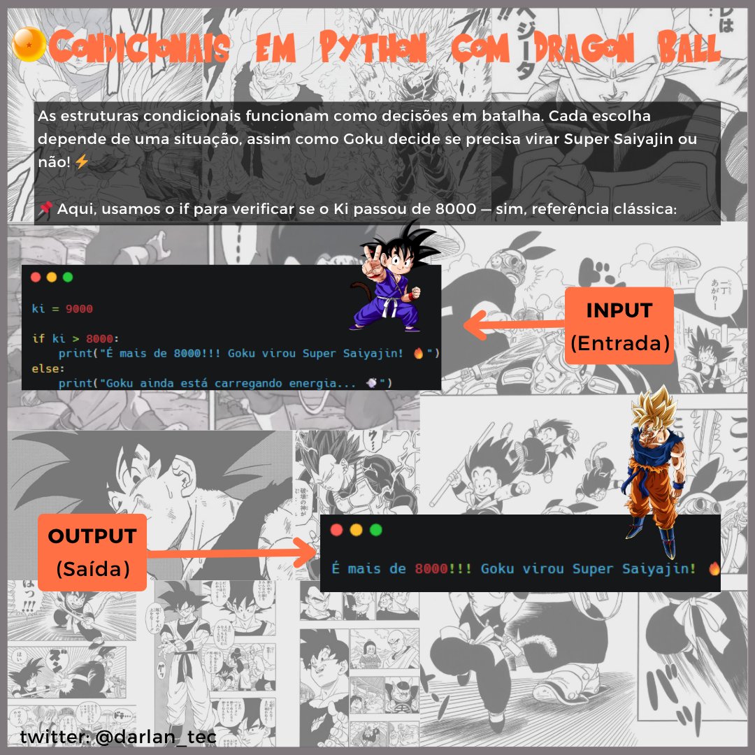 codedreams_'s tweet image. 🐉 Vamos aprender condicionais com Dragon Ball?

Criei estas imagens para facilitar a didática e garantir o entendimento usando um tema conhecido. @BolhaDevs