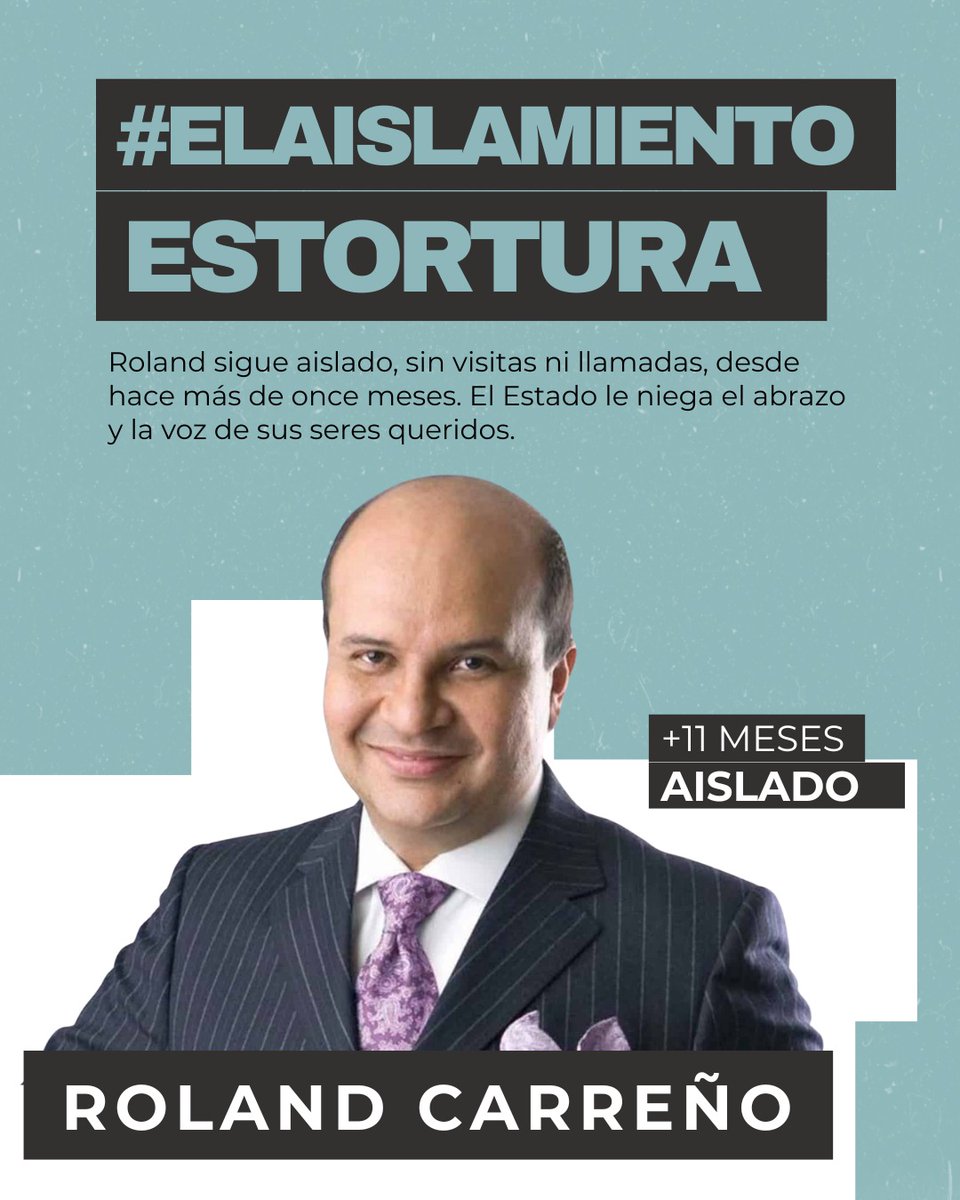 Ronald Carreño sigue aislado, sin visitas ni llamadas desde hace casi un año.

Ronald es inocente y siempre lo ha sido, debe ser liberado de inmediato.

#ElAislamientoEsTortura