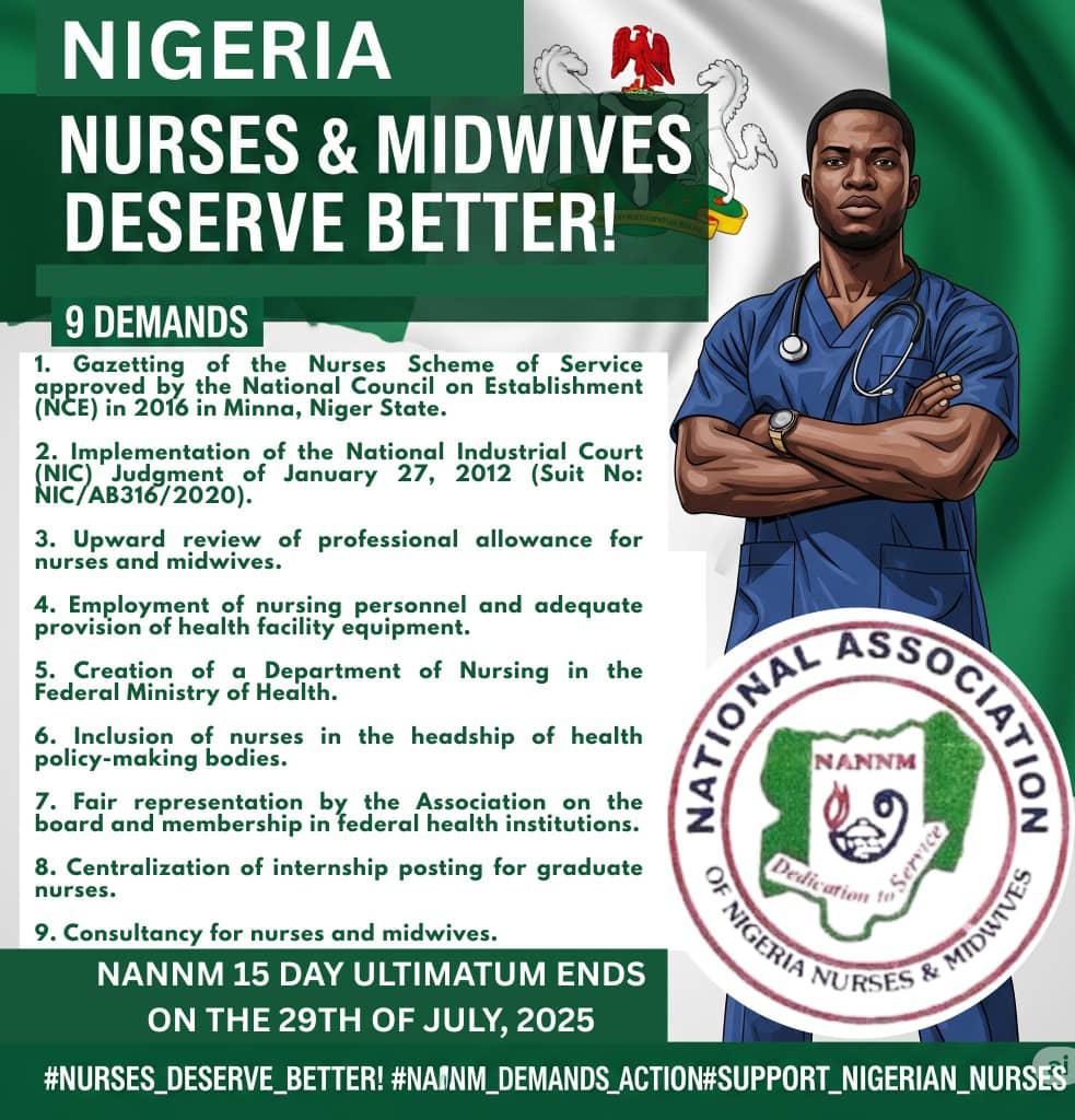 #NANNMStrike2025
#NursesDeserveBetter #NursesStrikeActivated
#FederalGovtActNow
<a href="/Fmohnigeria/">Federal Ministry of Health, NIGERIA</a>
<a href="/NANNMNational/">NANNM National Headquarters</a>
<a href="/officialABAT/">Bola Ahmed Tinubu</a>
<a href="/ICNurses/">ICN</a>
💪🏾💪🏾💪🏾💪🏾💪🏾💪🏾