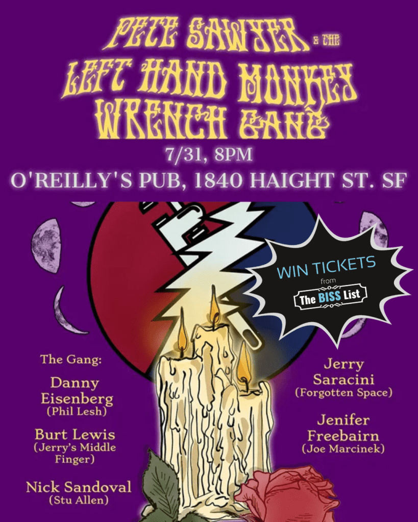 Deadheads unite! A psychedelic pre-party blowout right in the heart of Haight-Ashbury — where it all began. Featuring Pete Sawyer &amp; The Left Hand Monkey Wrench. Enter to #WIN tickets at bisslist.com/biss_event/gd6….