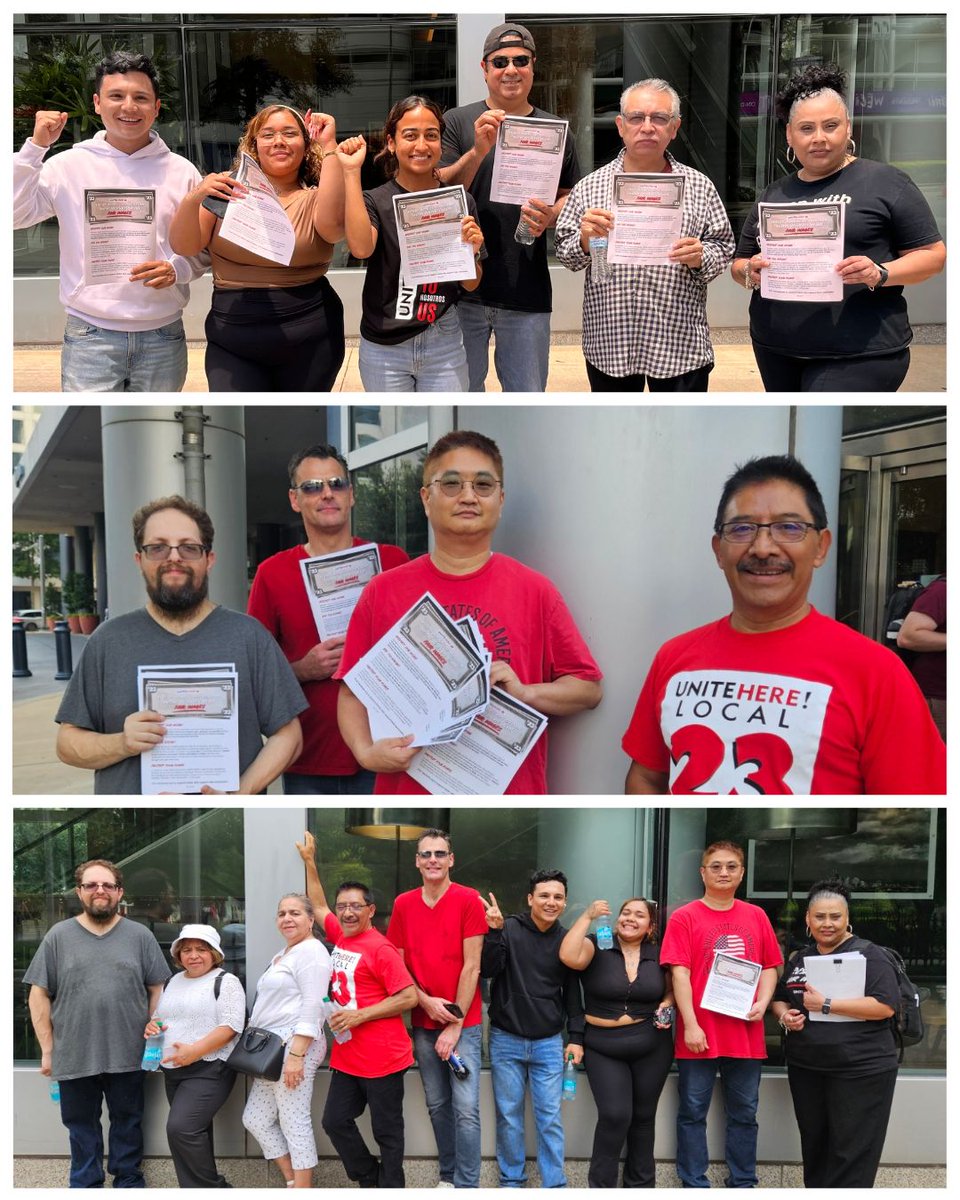 Last week workers leafleted guests at the Houston-Hilton Americas to let them know our union contract expired on June 30.

Hotel workers are calling for at least $23/hr so the people who welcome guests to the city don't have to choose between paying rent &amp; feeding their families.
