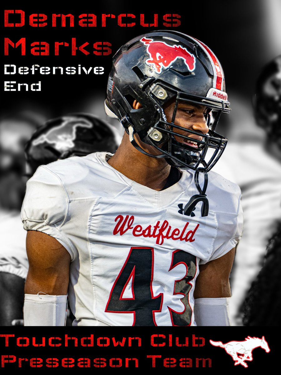 Westfield Mustang Football (@fb_westfield) on Twitter photo Please help us congratulate DE Demarcus Marks for being selected to the Houston Touchdown Club Pre-Season Team.
Looking forward to a great season from <a href="/DemarcusMarks43/">Demarcus Marks</a>
#JYD #Dawgs Please help us congratulate DE Demarcus Marks for being selected to the Houston Touchdown Club Pre-Season Team.
Looking forward to a great season from <a href="/DemarcusMarks43/">Demarcus Marks</a>
#JYD #Dawgs