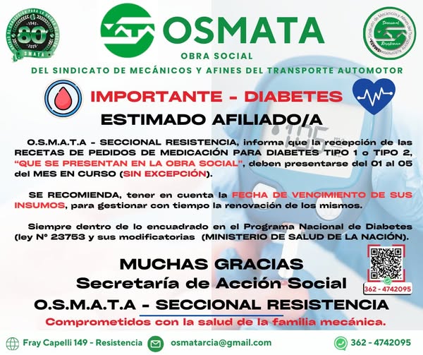 SmataSeccRes's tweet photo. ⛔️ 𝐈𝐌𝐏𝐎𝐑𝐓𝐀𝐍𝐓𝐄 – 𝐃𝐈𝐀𝐁𝐄𝐓𝐄𝐒 ⛔️

⚠️ 𝐎.𝐒.𝐌.𝐀.𝐓.𝐀 - 𝐒𝐄𝐂𝐂𝐈𝐎𝐍𝐀𝐋 𝐑𝐄𝐒𝐈𝐒𝐓𝐄𝐍𝐂𝐈𝐀, informa que la recepción de las #𝑹𝑬𝑪𝑬𝑻𝑨𝑺 𝑫𝑬 𝑷𝑬𝑫𝑰𝑫𝑶𝑺 𝑫𝑬 #𝑴𝑬𝑫𝑰𝑪𝑨𝑪𝑰Ó𝑵 𝑷𝑨𝑹𝑨 #𝑫𝑰𝑨𝑩𝑬𝑻𝑬𝑺 𝑻𝑰𝑷𝑶 1 𝒐 𝑻𝑰𝑷𝑶 2 , https://t.co/v4tIQ120cb