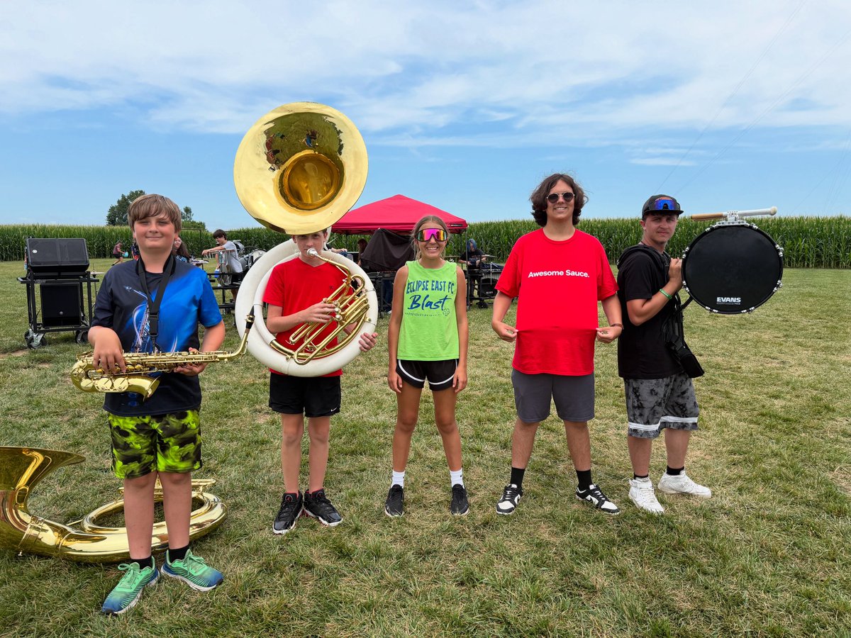 Congrats to our first March Off champions of the year! 

Aiden - Last Rookie standing
Jackson - Last Brass Member standing (also a rookie!)
Natalie - Last Guard Member standing (also a rookie!)
Josh - Overall Champion!
Austin - Last Percussionist standing

#EBMB2025 #EBBWithPride
