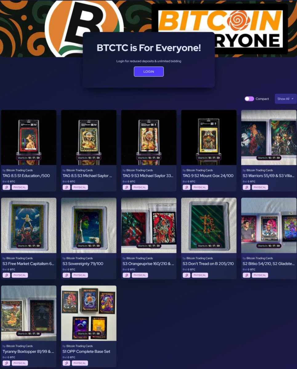 Scarce.City (@scarcedotcity) on Twitter photo 💥NOW ACCEPTING BIDS💥
BTCTC is for Everyone!
A curated collection of <a href="/btc_cards/">Bitcoin Trading Cards</a> by the new, <a href="/btcculturehub/">Bitcoin Culture Hub</a>
🤝 Portion of Proceeds benefit <a href="/BITCOINisforALL/">BITCOIN is for EVERYONE (Aug 1, 2025)</a> conference 💥NOW ACCEPTING BIDS💥
BTCTC is for Everyone!
A curated collection of <a href="/btc_cards/">Bitcoin Trading Cards</a> by the new, <a href="/btcculturehub/">Bitcoin Culture Hub</a>
🤝 Portion of Proceeds benefit <a href="/BITCOINisforALL/">BITCOIN is for EVERYONE (Aug 1, 2025)</a> conference