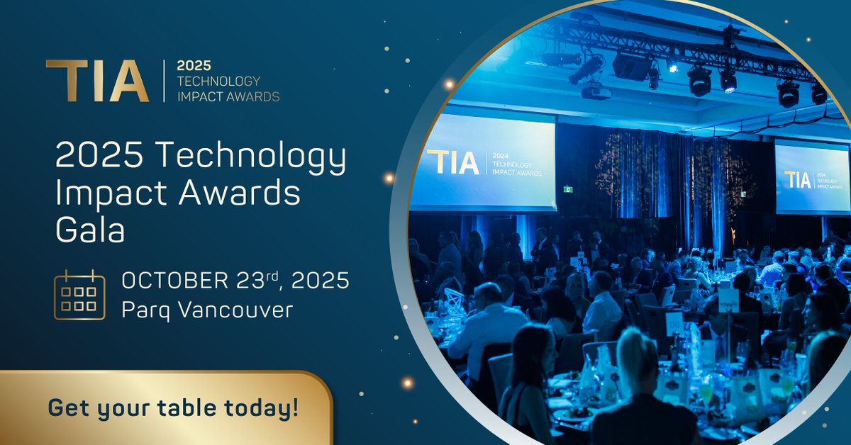🔥 Don’t miss BC’s biggest night in tech!
Join us Oct 23 at Parq Vancouver for the #2025TIAs — celebrating the leaders shaping the future of BC and Canada.
🎟️ Reserve your table now: bit.ly/44QgVfX