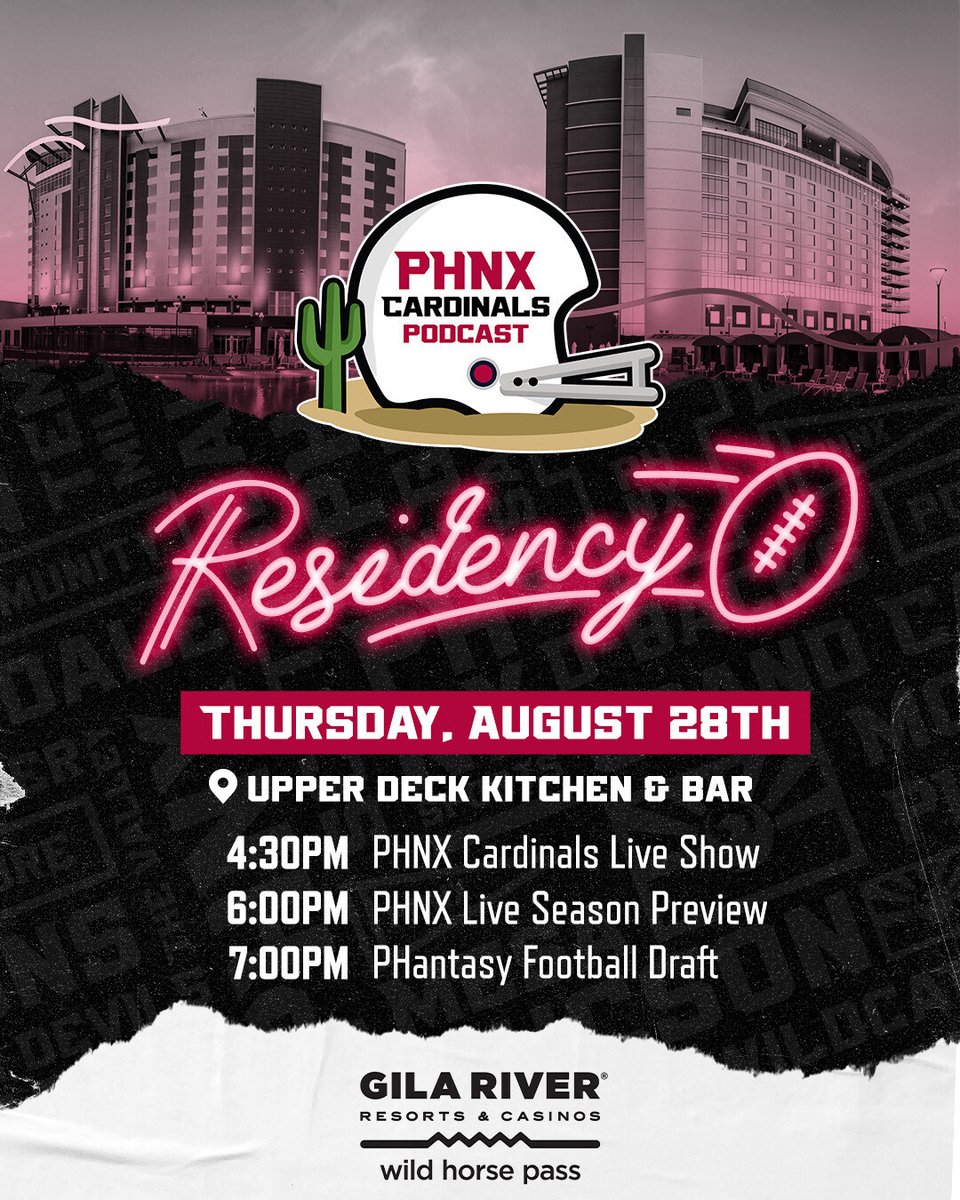 PHNX CARDINALS RESIDENCY 👀 

We're spending the day at <a href="/PlayAtGila/">Gila River Resorts & Casinos</a> - Wild Horse Pass on August 28th!

RSVP: gophnx.com/event/phnx-car…