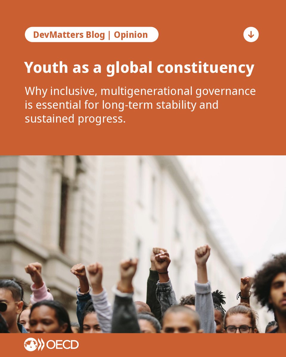 OECD's tweet photo. Across the world, young people have turned to protest as a response to economic exclusion, rising living costs and a growing sense that the political system is failing them.  
 
In our latest #DevMatters guest post, @Nanjala1 reflects on what these youth-led movements reveal.⤵️ https://t.co/1lli7Exkhc