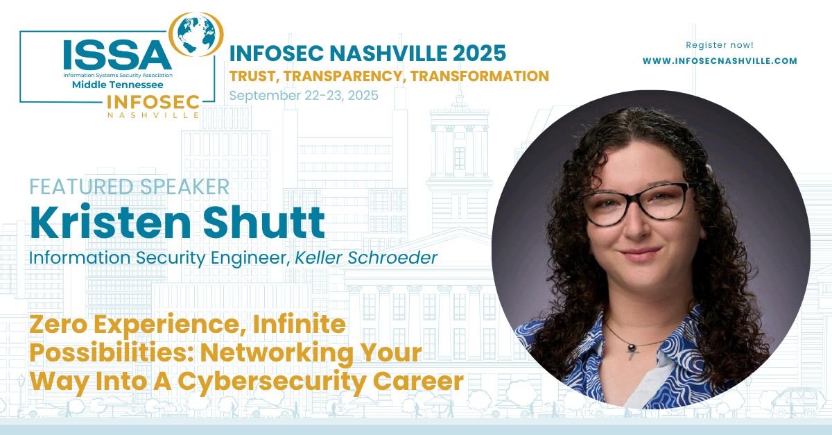 [ANNOUNCEMENT] We are excited to announce that employee-owner Kristen Shutt will be speaking at ISSA's InfoSec Nashville 2025! Our team looks forward to seeing you there!
#InfoSec #Nashville #InfoSec2025 #Speaker #Announcement