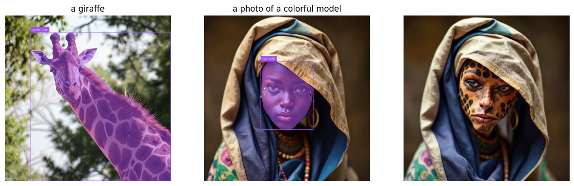 flux just gets stuff... steering towards giraffe based on a single image pair (inside of the model's face).