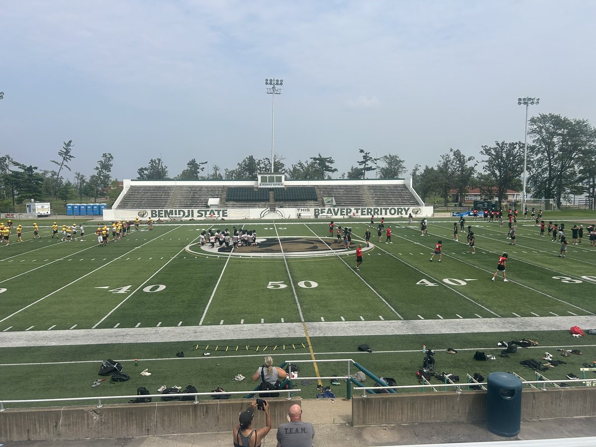 I’m back in Bemidji for the LOADED 2025 <a href="/BSUBeaversFB/">Bemidji State Football</a> Big School Team Camp. 

Maple Grove, Shakopee, Forest Lake, Simley, Zimmerman, Holy Angels, Bemidji, Eastview, Grand Rapids, Princeton, &amp; Fargo South all on hand. Over 700 campers &amp; two days of action. 

Stay tuned!