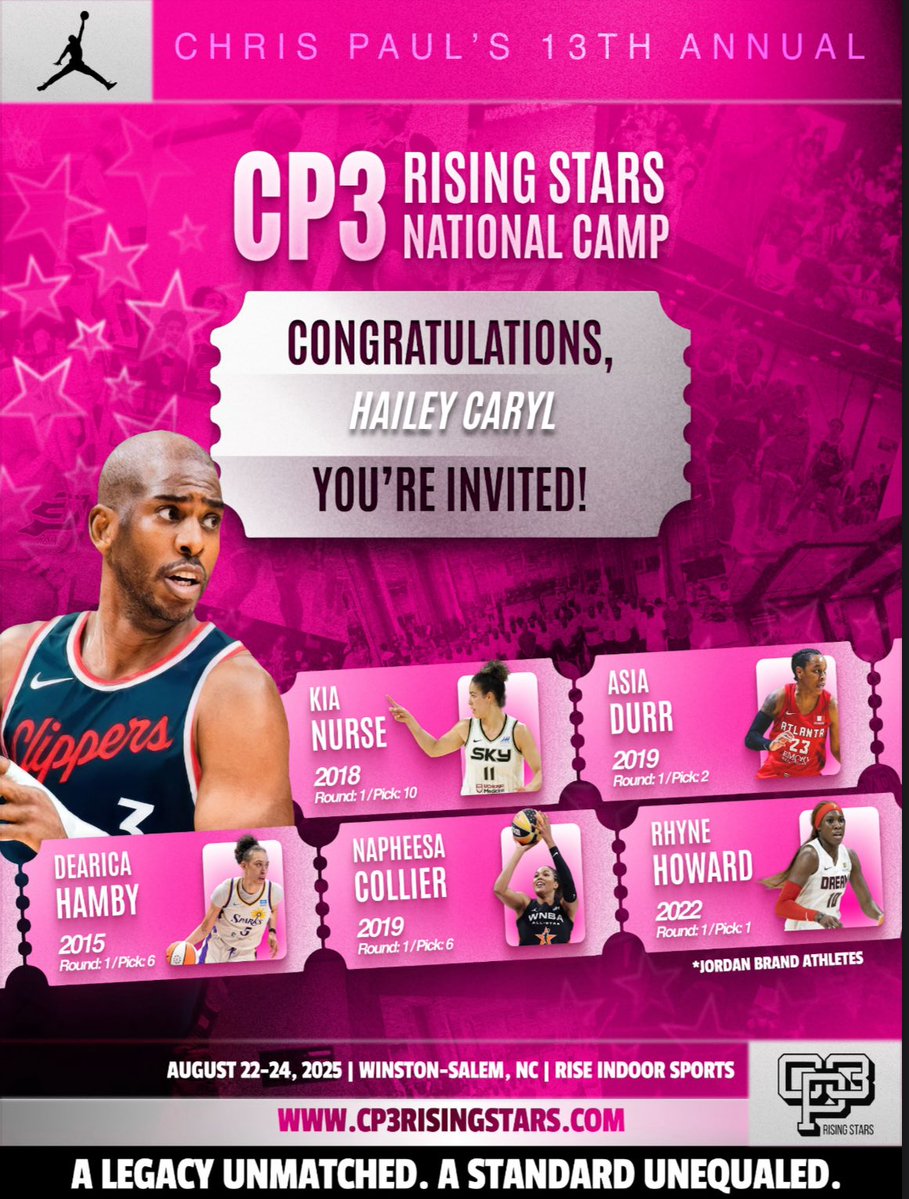 Hailey Caryl (@haileycaryl) on Twitter photo I Am Honored To Be Invited By <a href="/CP3events/">🚀13TH ANNUAL CP3 RISING STARS NATIONAL CAMP🚀</a>
To The 13th Annual CP3 Rising Stars National Camp As One Of The Best 2028 Players In The Country! <a href="/MokanGirls/">Mokan Girls Basketball</a> <a href="/Dylan_Evans85/">Dylan Evans</a> <a href="/BJDunbar10/">Coach Dunbar</a> <a href="/Coach_Dunn1/">Julius Dunn</a> I Am Honored To Be Invited By <a href="/CP3events/">🚀13TH ANNUAL CP3 RISING STARS NATIONAL CAMP🚀</a>
To The 13th Annual CP3 Rising Stars National Camp As One Of The Best 2028 Players In The Country! <a href="/MokanGirls/">Mokan Girls Basketball</a> <a href="/Dylan_Evans85/">Dylan Evans</a> <a href="/BJDunbar10/">Coach Dunbar</a> <a href="/Coach_Dunn1/">Julius Dunn</a>