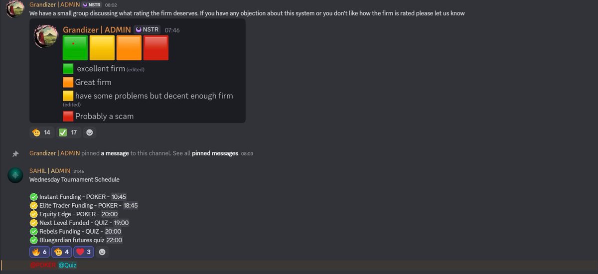 New rating method to represent which firms are worth your time more in our discord🟩, and tomorrow's schedule.