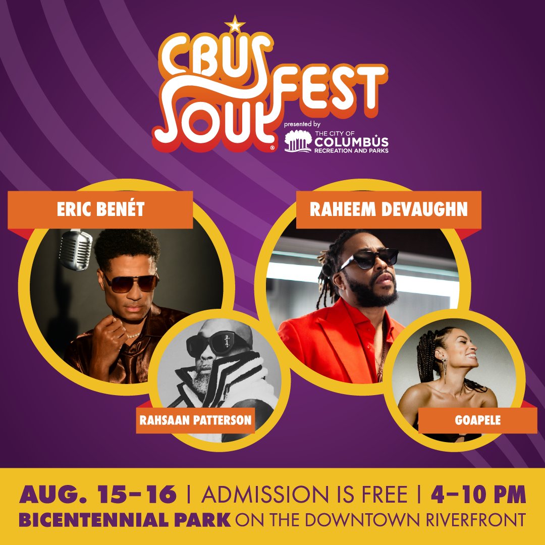 Festival season is our favorite season! 🌞✨

We host three citywide festivals each year: Jazz &amp; Rib Fest, WinterFest Columbus, and CBUS Soul Fest, coming soon! Celebrate the vibrant soul of Columbus:

📅 Aug 15-16
📍 Bicentennial Park
🕓 4-11 PM

Explore: cbussoulfest.com