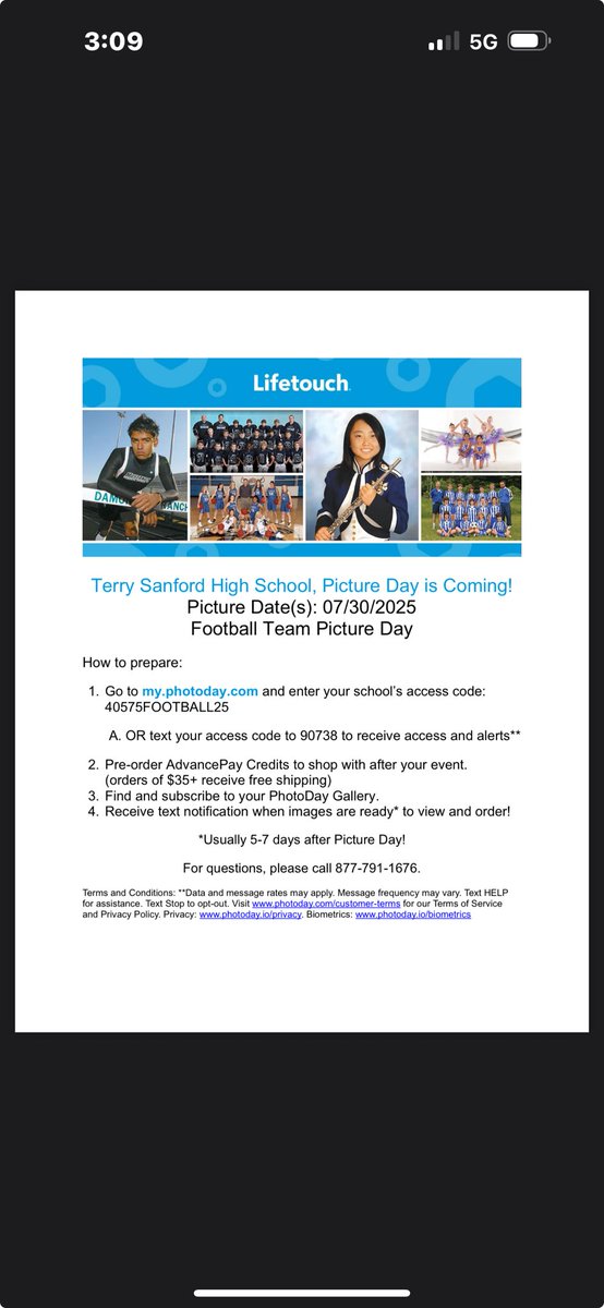 Picture Day info for parents etc !!!!!! This is how you order !! July 30th 1pm will be pictures !