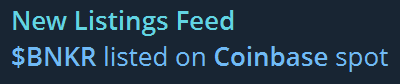 $BNKR listed on Coinbase spot!