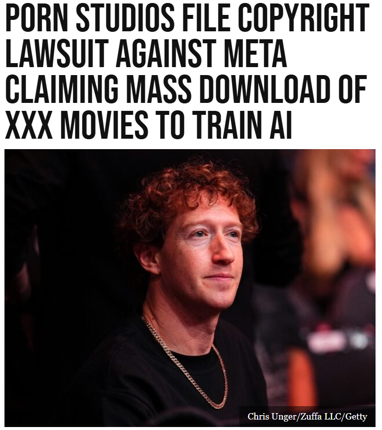 Two major adult film production companies claim that Meta illicitly downloaded at least 2,396 of their movies via BitTorrent since 2018 for the purpose of training its AI systems.
