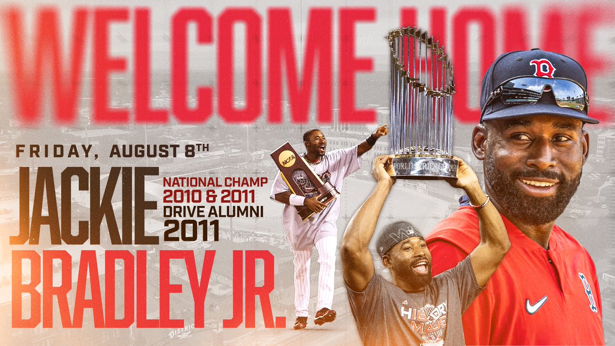 Greenville Drive (@greenvilledrive) on Twitter photo 🚨JBJ is coming to GVL🚨
NCAA & World Series Champion <a href="/JackieBradleyJr/">Jackie Bradley Jr.</a> is coming to Fluor Field on Friday, Aug. 8th!!
JBJ will be signing autographs exclusively for Season Ticket Holders in the Front Porch Pre-Game starting at 5:30 pm, then for the first 2 innings of Friday's 🚨JBJ is coming to GVL🚨
NCAA & World Series Champion <a href="/JackieBradleyJr/">Jackie Bradley Jr.</a> is coming to Fluor Field on Friday, Aug. 8th!!
JBJ will be signing autographs exclusively for Season Ticket Holders in the Front Porch Pre-Game starting at 5:30 pm, then for the first 2 innings of Friday's