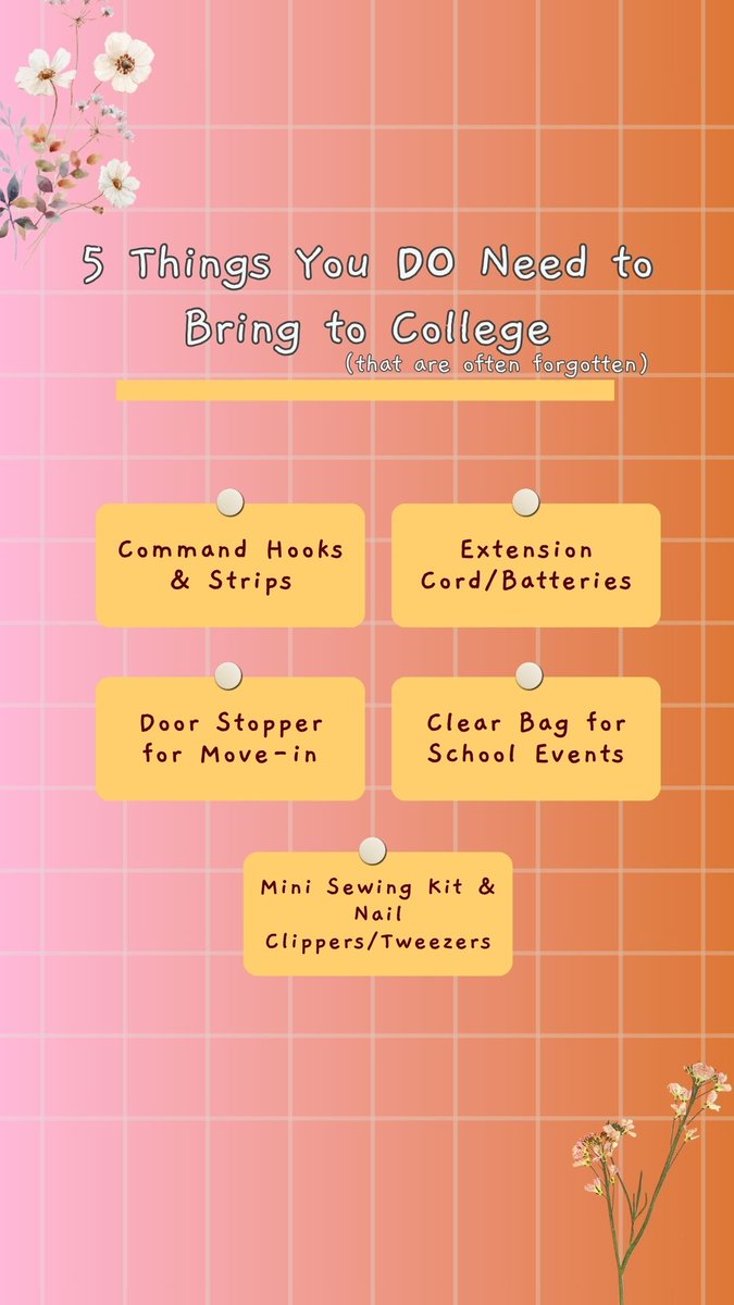 Don't forget these! ✅ 5 Things you'll actually need to survive college life. 🎒📚