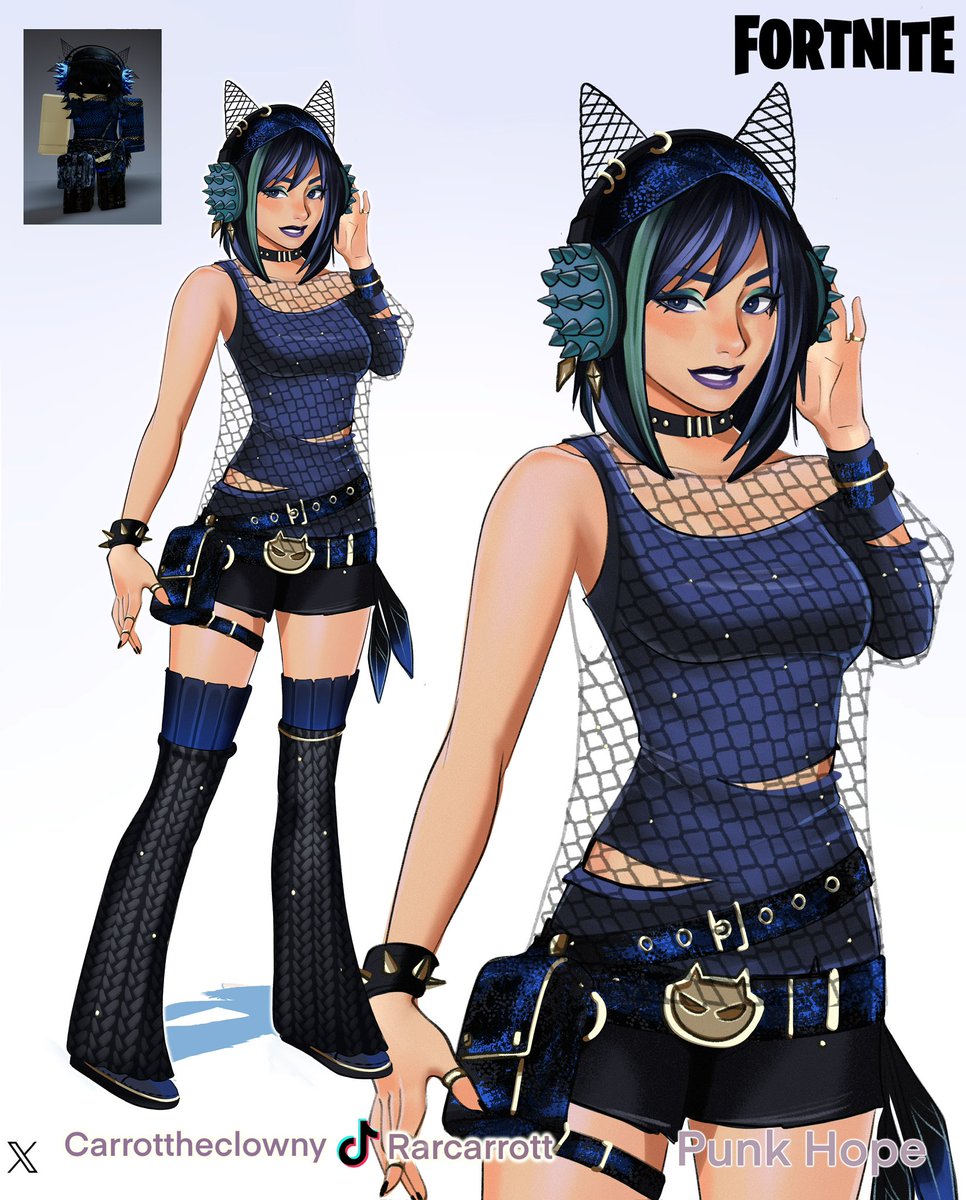 Punk Hope concept I did for <a href="/CarrotTheClowny/">CarrotTheClowny</a> Ty so so much for choosing me . All the alts in comments 
#FortniteArt #fortniteconcept #fortniteconceptart