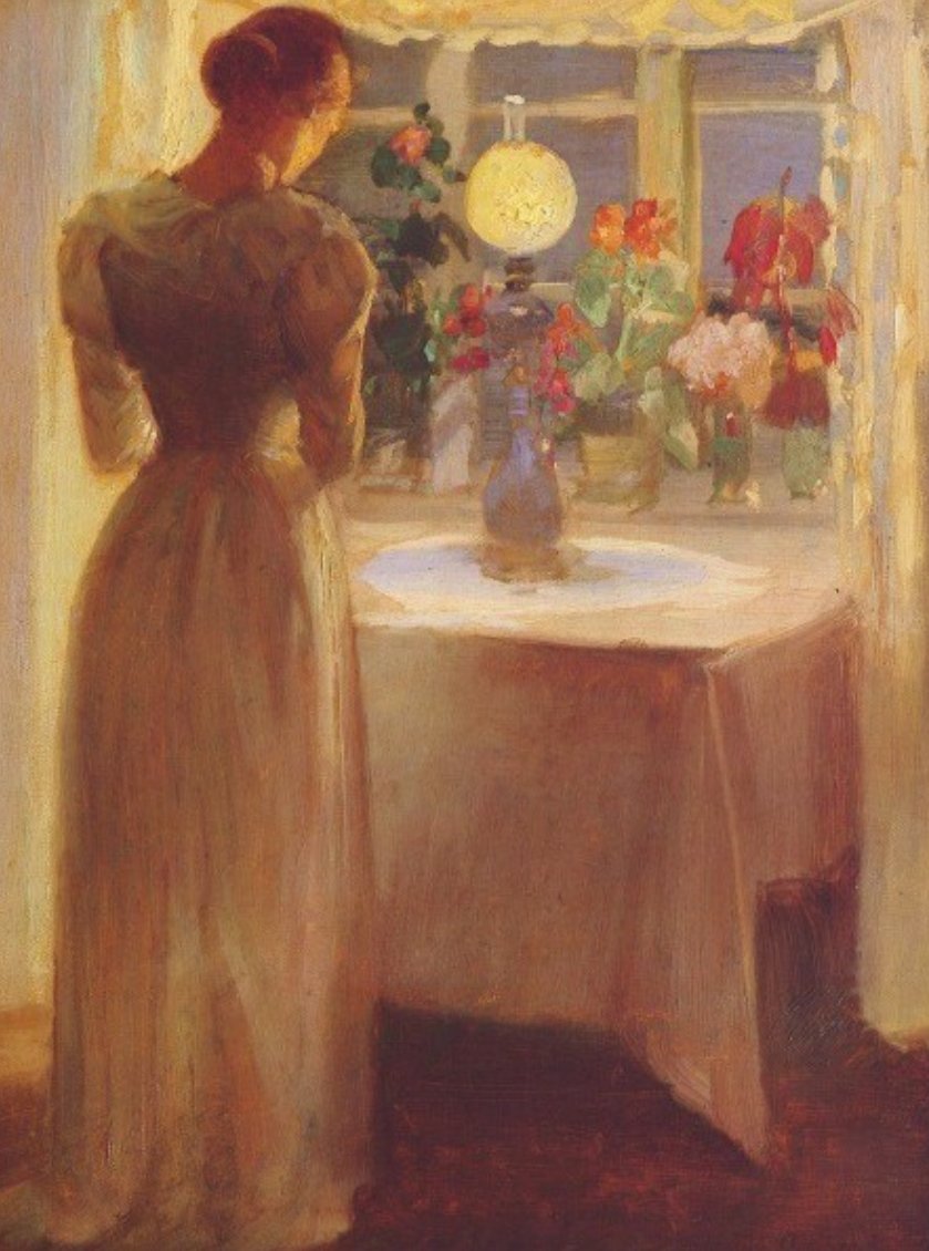 "E ricordati che ti penso, che non lo sai ma ti vivo ogni giorno, che scrivo di te".
                        Charles Baudelaire 
💙#notteinarte @atutti
A domani🌹

Anna Ancher