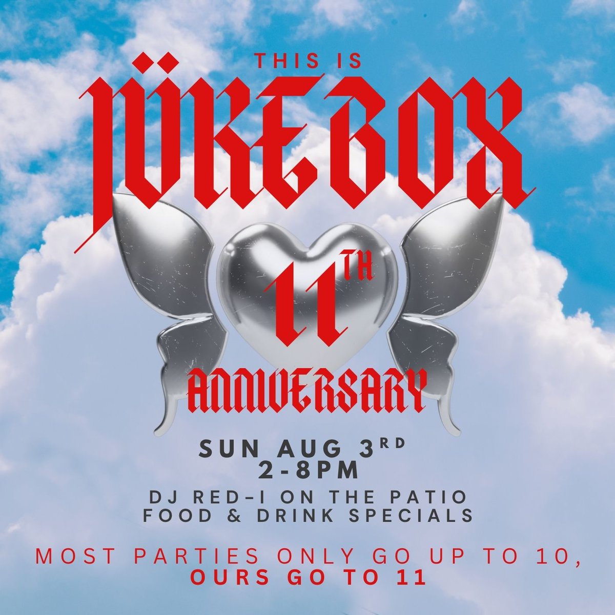 Jukebox (@jukeboxcle) on Twitter photo 11YR ANNIVERSARY PARTY SUN 8/3π€ <a href="/djredibeats/">DJ Red-I</a> is bringing the music for our 1οΈβ£1οΈβ£ YEAR Party. We'll be posted up on the patio with drink & food specials. Mostly just cheers-ing to good times from the past and better times ahead!
Party starts at 2pm, hope to see you there! π» π₯³ 11YR ANNIVERSARY PARTY SUN 8/3π€ <a href="/djredibeats/">DJ Red-I</a> is bringing the music for our 1οΈβ£1οΈβ£ YEAR Party. We'll be posted up on the patio with drink & food specials. Mostly just cheers-ing to good times from the past and better times ahead!
Party starts at 2pm, hope to see you there! π» π₯³