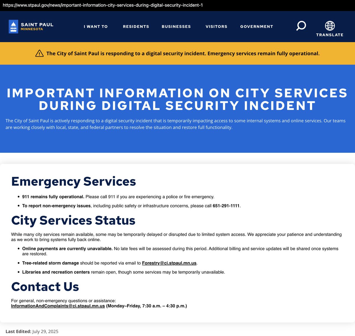 _venarixES_'s tweet image. City of Saint Paul (@cityofsaintpaul), la capital de #Minnesota en #USA 🇺🇸, se encuentra experimentando un #ciberataque posiblemente #ransomware... Se desconoce al momento el grupo actor detrás de este #hackeo...
ℹ️ Monitorea este incidente en #VenariX ➡️ venarix.com…