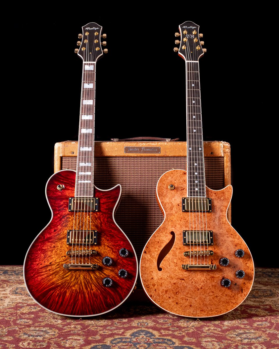 Which Master Grade Burl Maple top draws you in?

The Tiger Eye Burst finish on the left or the Torrefied Natural finish on the right?

Both are Master Built guitars, Made in Canada! Thinking about a custom guitar? Submit your order via our website.