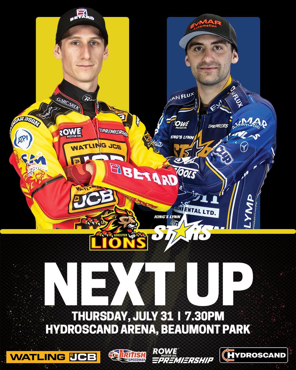 Leicester Speedway ๐ฆ (@speedwaylions) on Twitter photo โญ๏ธ ๐๐๐๐ ๐๐
The Premiership Knockout Cup is up for grabs!
15 races to determine who will be this yearโs winners - make sure you join us trackside!
๐๏ธ ๐๐๐ฉ ๐ฎ๐ค๐ช๐ง ๐ฉ๐๐๐ ๐๐ฉ๐จ ๐๐ฃ ๐๐๐ซ๐๐ฃ๐๐ ๐
bit.ly/LeicesterLionsโฆ
๐ฆ #LionsRoar | #LEIKLY โญ๏ธ ๐๐๐๐ ๐๐
The Premiership Knockout Cup is up for grabs!
15 races to determine who will be this yearโs winners - make sure you join us trackside!
๐๏ธ ๐๐๐ฉ ๐ฎ๐ค๐ช๐ง ๐ฉ๐๐๐ ๐๐ฉ๐จ ๐๐ฃ ๐๐๐ซ๐๐ฃ๐๐ ๐
bit.ly/LeicesterLionsโฆ
๐ฆ #LionsRoar | #LEIKLY