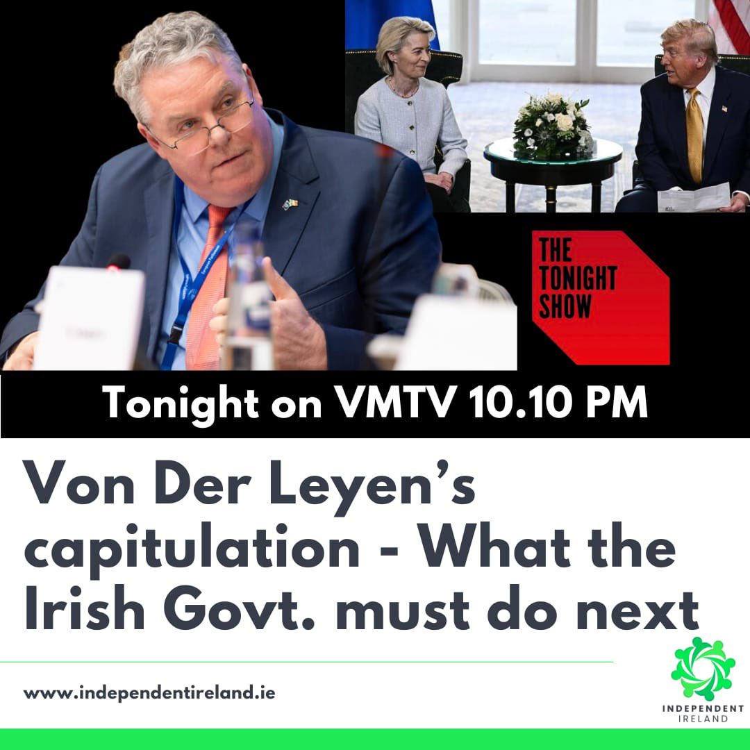 After last weekend’s roll over by the <a href="/EU_Commission/">European Commission</a> in the race for a US tariffs deal - we need <a href="/MichealMartinTD/">Micheál Martin</a> and <a href="/SimonHarrisTD/">Simon Harris TD</a> to  step up to the plate and support over 900 Irish exporting companies under threat - I will be on the <a href="/TonightVMTV/">TonightVMTV</a>  show at 10.10pm this Tuesday