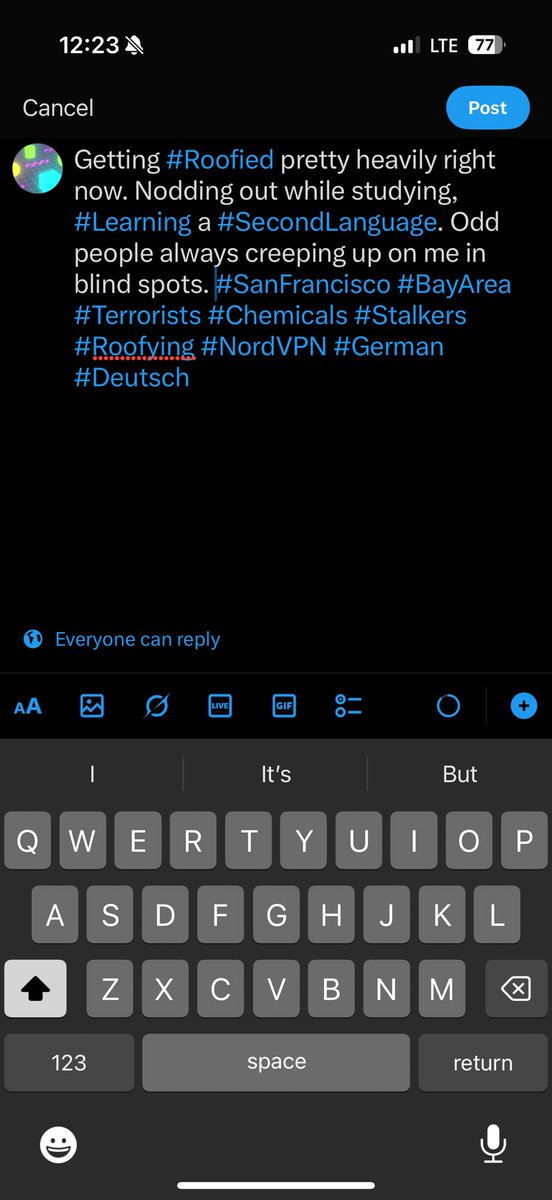 StrayTurtle's tweet image. Getting #Roofied pretty heavily right now. Nodding out while studying, #Learning a #SecondLanguage. Odd people always creeping up on me in blind spots. #SanFrancisco #BayArea #Terrorists #Chemicals #Stalkers #Roofying #NordVPN #German #Deutsch