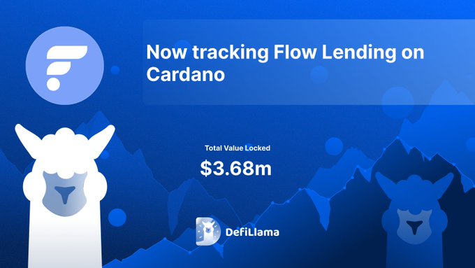 Flow Lending on Cardano tracked by DefiLlama with $3.68M TVL