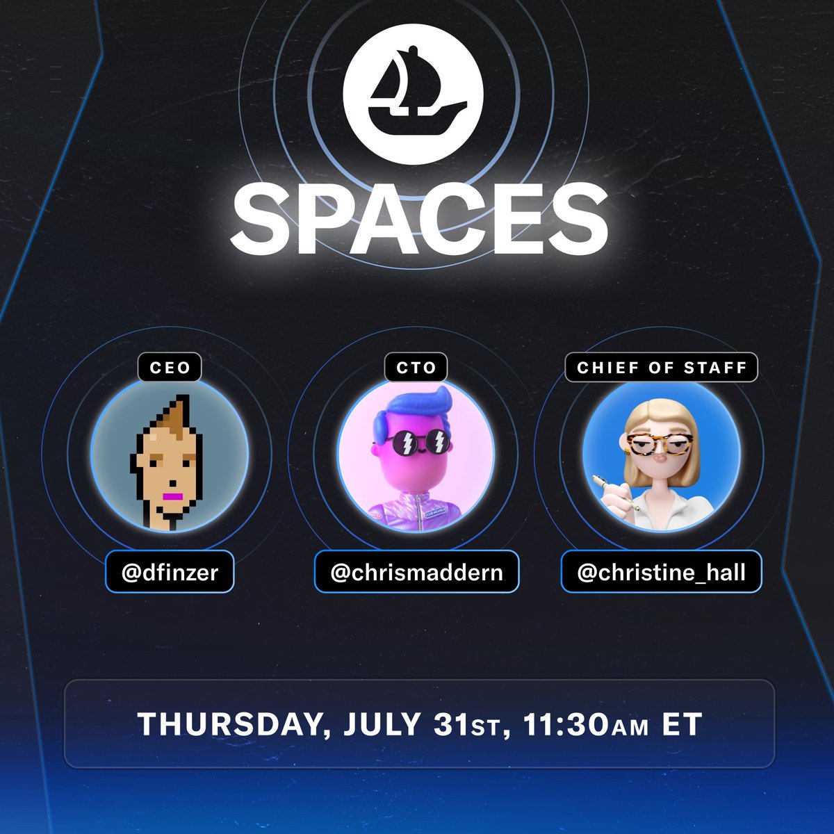 OpenSea (@opensea) on Twitter photo Weβre breaking down why we acquired Rally. And what OpenSeaβs mobile-first future looks like.
Join us on Spaces this Thursday (7/31) at 11:30am ET to hear from <a href="/dfinzer/">dfinzer.eth | opensea</a>, <a href="/chrismaddern/">Chris Maddern</a>, and <a href="/christine_hall/">Christine Hall</a>.
Set a reminder in the post below π Weβre breaking down why we acquired Rally. And what OpenSeaβs mobile-first future looks like.
Join us on Spaces this Thursday (7/31) at 11:30am ET to hear from <a href="/dfinzer/">dfinzer.eth | opensea</a>, <a href="/chrismaddern/">Chris Maddern</a>, and <a href="/christine_hall/">Christine Hall</a>.
Set a reminder in the post below π