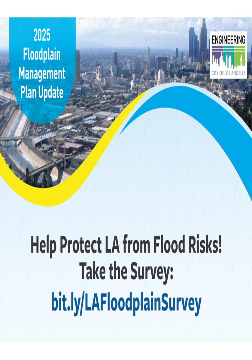 LA City Emergency Management Department (@readyla) on Twitter photo Among many disasters, FLOODING can happen in <a href="/LACity/">City of Los Angeles</a> ... do YOU know your risks? LA's Floodplain Management Plan is being updated, with stakeholder input! Take a brief survey at: bit.ly/LAFloodplainSu… & help LA understand public awareness. Learn MORE at: bit.ly/LAFloodplainPl… Among many disasters, FLOODING can happen in <a href="/LACity/">City of Los Angeles</a> ... do YOU know your risks? LA's Floodplain Management Plan is being updated, with stakeholder input! Take a brief survey at: bit.ly/LAFloodplainSu… & help LA understand public awareness. Learn MORE at: bit.ly/LAFloodplainPl…