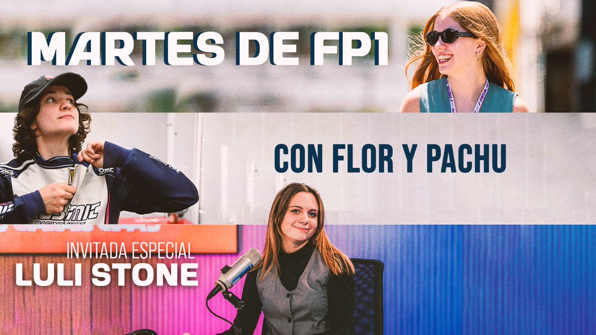 ¡Vuelve Martes de FP1 con invitada de lujo: <a href="/lulistone12/">Luli</a> 🔥

Si amás la Fórmula 1, el fútbol y los deportes entonces ya sabés: este martes, tenés plan.

A partir de las 18hs., mirá el programa acá: youtube.com/live/Fj3fmMLYb… 

<a href="/f1andersen/">Florencia Andersen</a> <a href="/pachuzubiri1/">pachu</a> 🏁