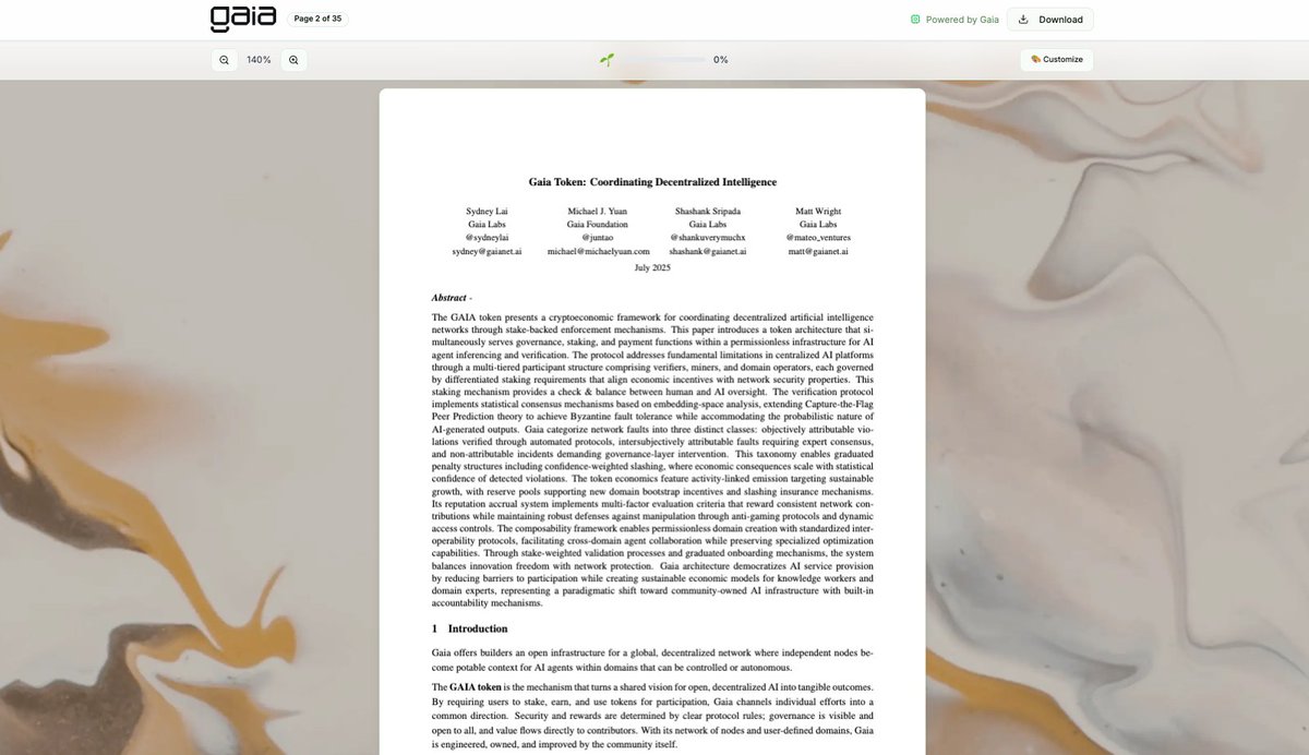 Gaia whitepaper is out! 🔥📖

Read me:
docs.gaianet.ai/whitepaper/

Thread:
x.com/Gaianet_AI/sta…