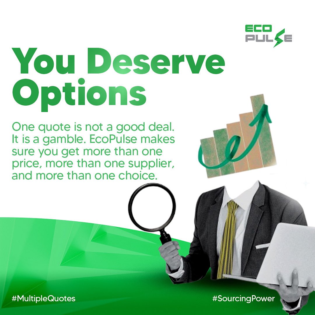 EcopulseS's tweet image. You deserve the power to compare. Five verified quotes or more. That is how smart buying starts.
#SourcingPower #MultipleQuotes #SmartBuyer #AfricaSourcing