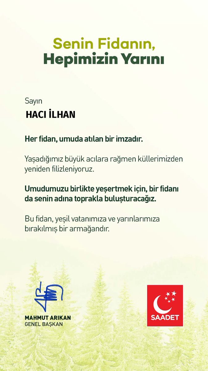 #SeninFidanınHepimizinYarını 🌱