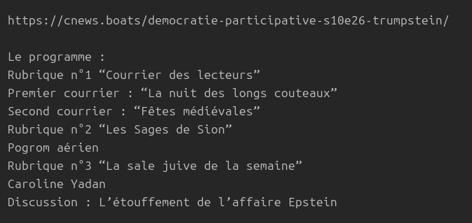 FourNinesFineK9's tweet photo. @Flokrach000 @ElCrapouillot #ProjetGuyane #dempart
«Une petite joute ou un peu de béhourd?»
NomDeDossier="./Taïaut-taïaut-taïaut/Saison 10/"
NomDeFichier="DPS10E26.mp3"
DossierFichier="$NomDeDossier""$NomDeFichier"
torsocks wget https://t.co/w5yDEZ8fQf"$NomDeFichier" -O "$DossierFichier" https://t.co/b8YtpQEPPz