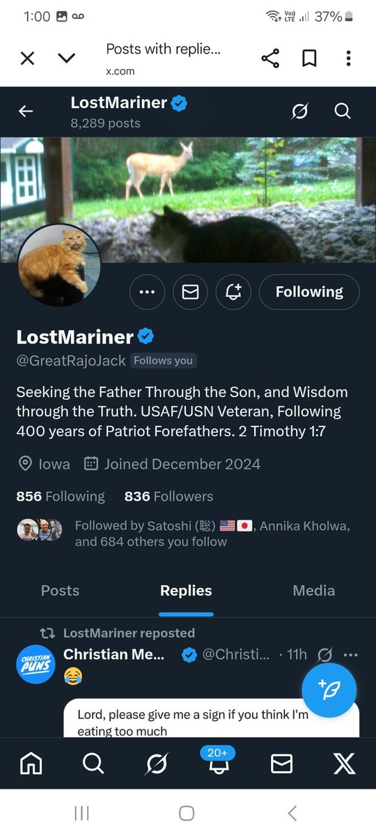Can we get this USAF/USN veteran some more friends, please give <a href="/GreatRajoJack/">LostMariner</a> a follow, repost 💪 🫶 👊 💥 💯 🇺🇸 🫡