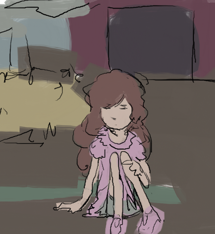 Creemlie's tweet photo. I've been trying to find a song for years and the cover art looked a little like this quick rough sketch I used my memory for, does anyone know any song that had art like this? further details on the image in the right https://t.co/oD1Ss8GB0F