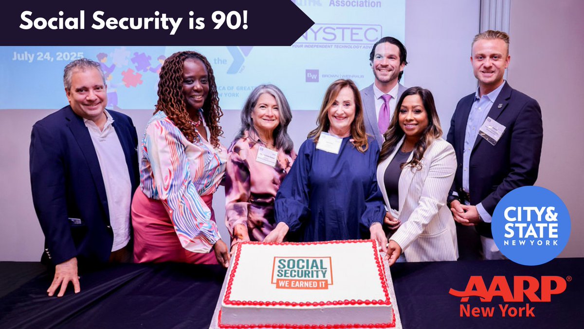 Last week at the NY Aging Summit, we celebrated the 90th anniversary of Social Security thanks to <a href="/AARPNY/">aarpny</a>!  Attendees were reminded to keep defending this transformative program and as <a href="/BethNY/">Beth Finkel</a> put it, claim your slice. 🍰 You earned it! #NYAgingSummit